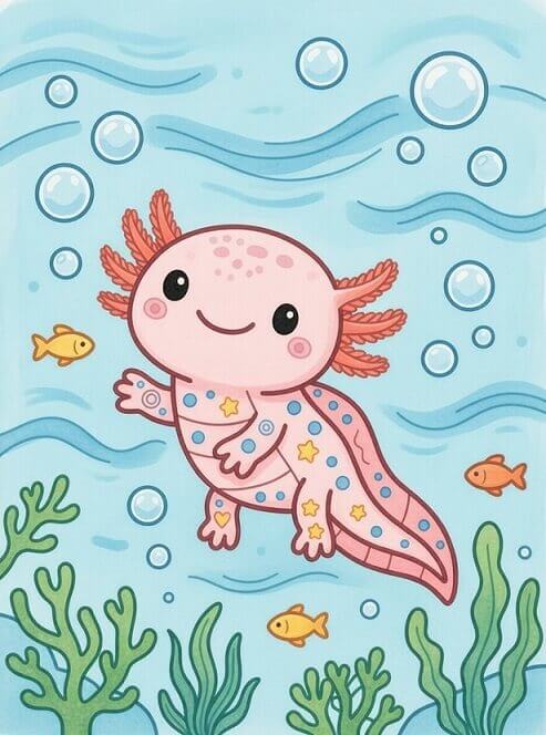 Axolotl coloring page for kids